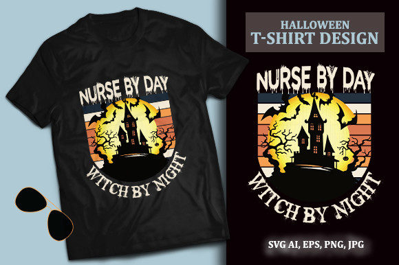 Halloween T-shirt Nurse by Day Print Svg